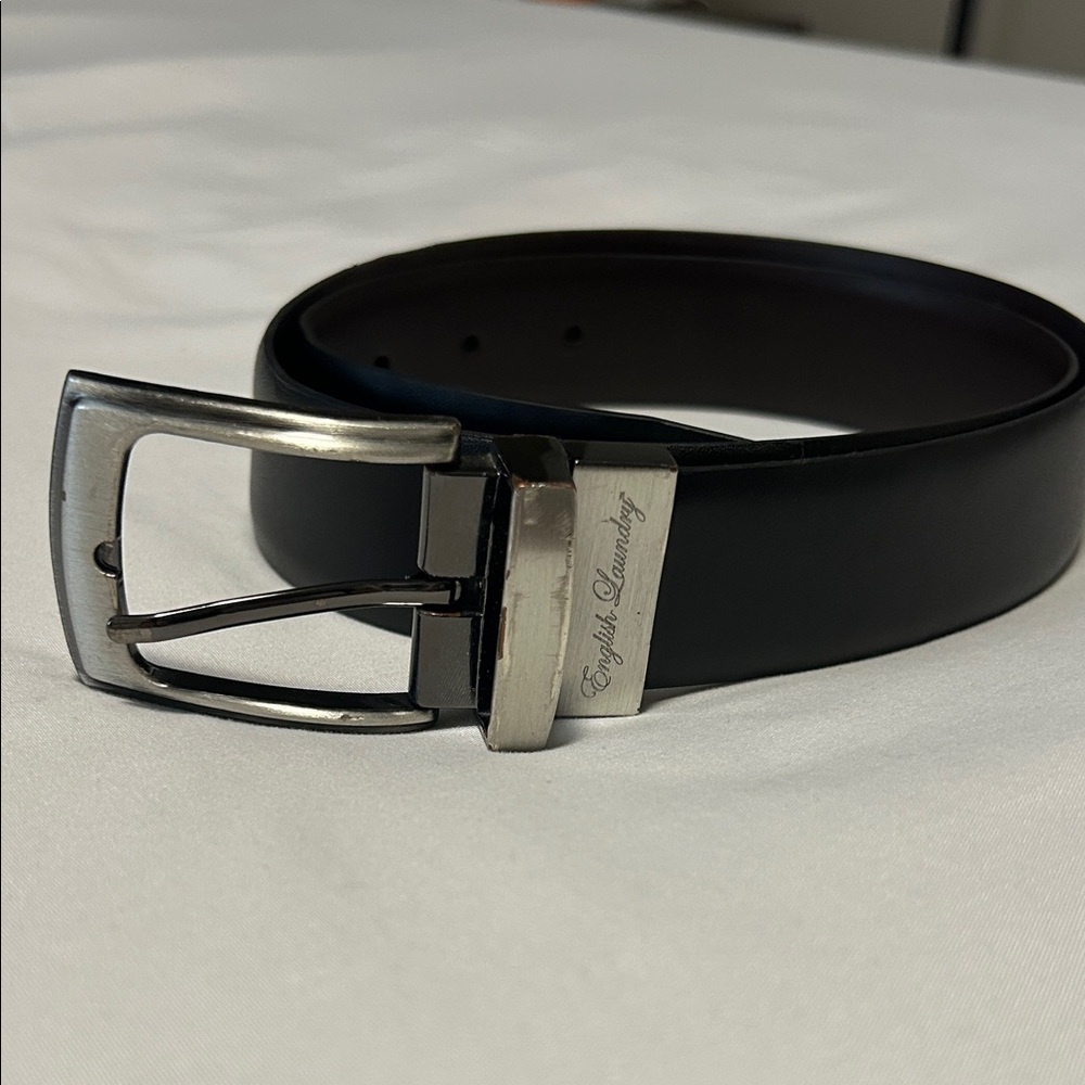 English Laundry Black Belt with Silver Buckle